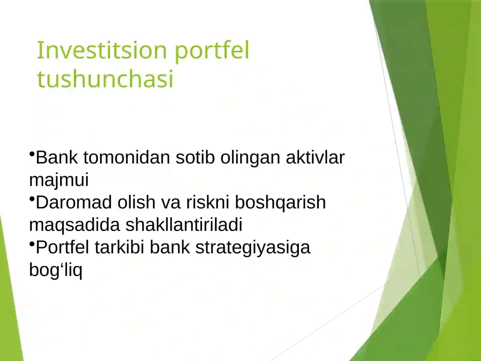 Tijorat banklari investitsion portfeli sifatini tavsiflovchi ko‘rsatkichlar 3
