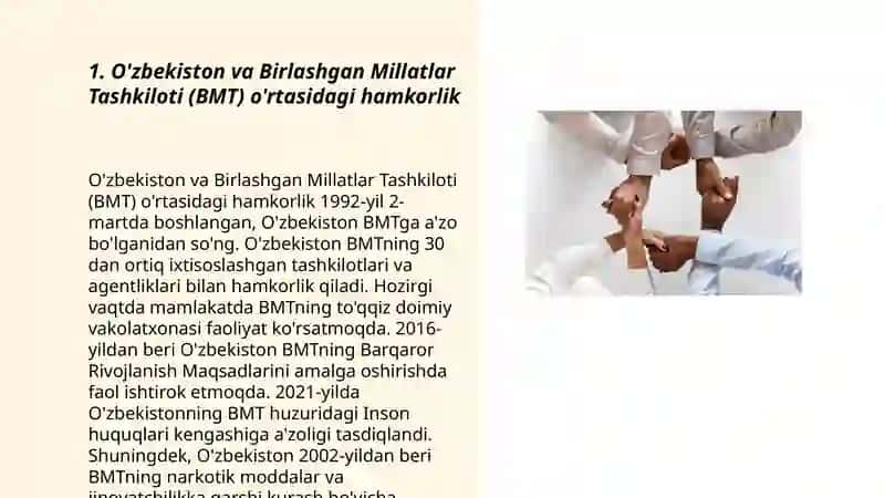O'zbekistonni xalqaro tashkilotlar bilan hamkorlik aloqalari 3