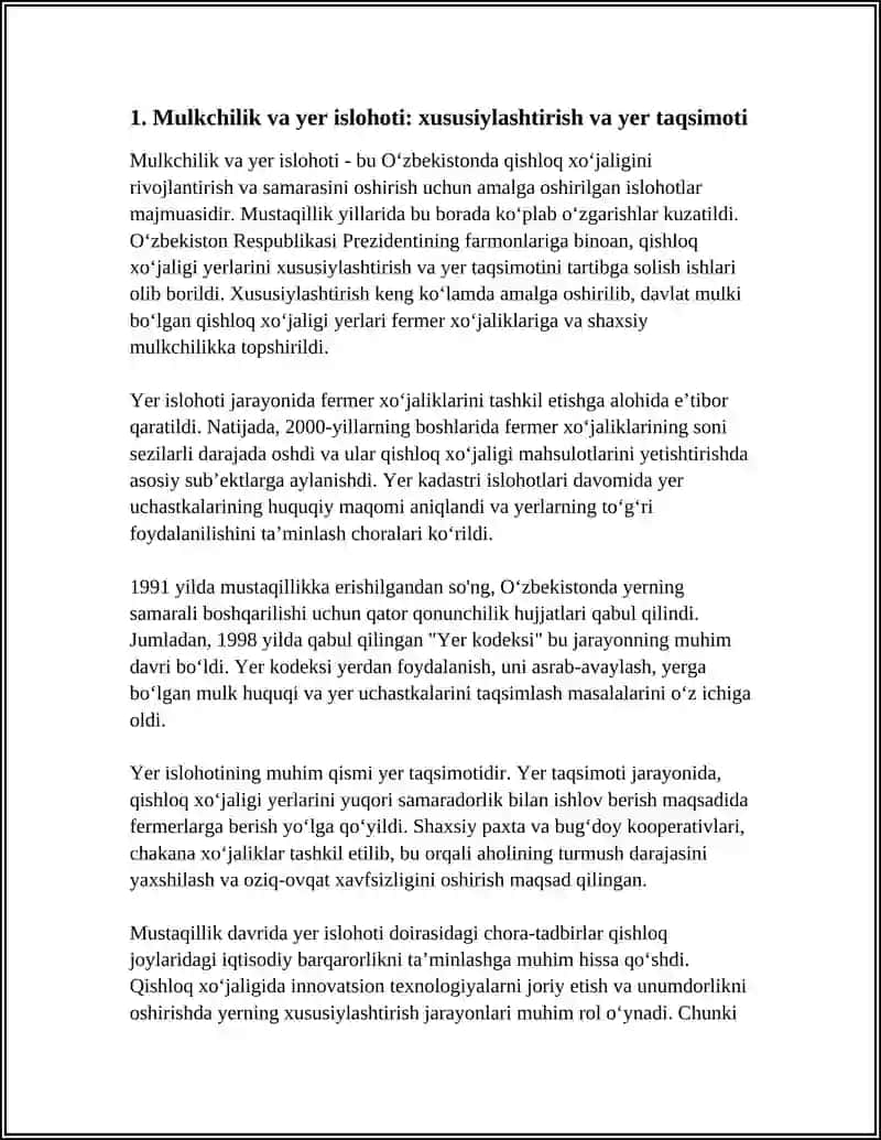 MUSTAQILLIK YILLARIDA QISHLOQ XOJALIGIDAGI OZGARISHLAR 3