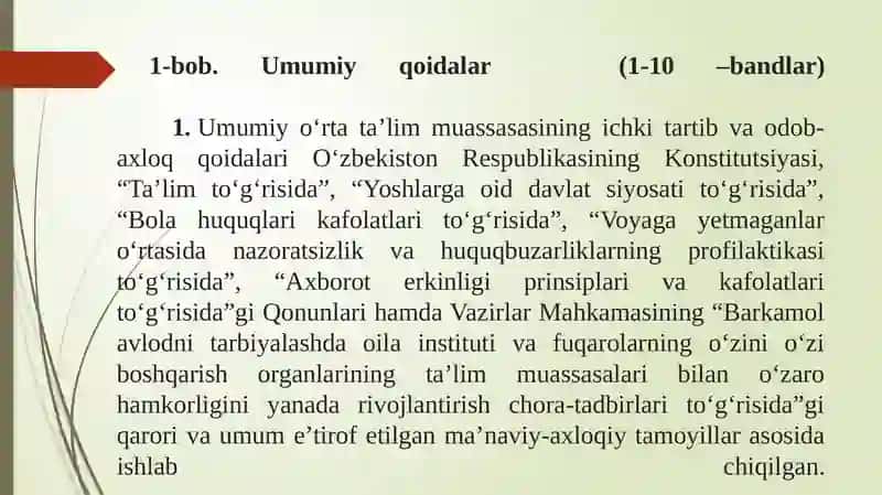 Umumiy o‘rta ta‘lim muassasalarining ichki tartib va odob-axloq qoidalari 3