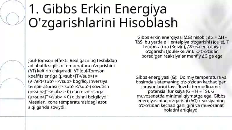 Gibbs energiyasi.Joul-Tomson effekti 3