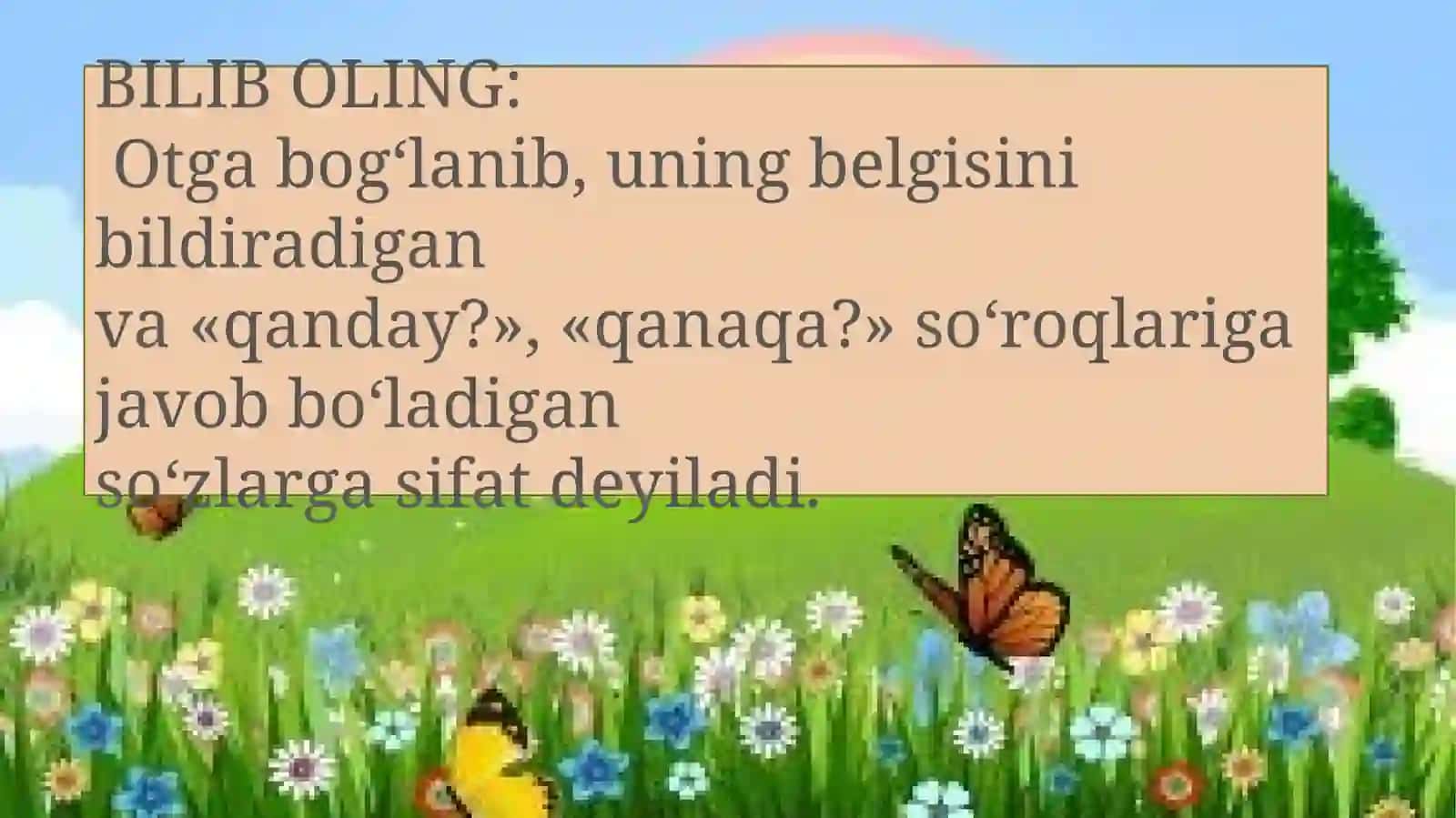 5-sinf Ona tili dars ishlanma. Sifat so'z turkumi takrorlash 3