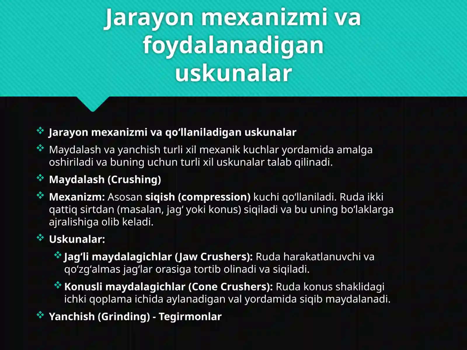Rudalarni Maydalash va Tegirmonlardan Yanchish Jarayoning Farqlari 3