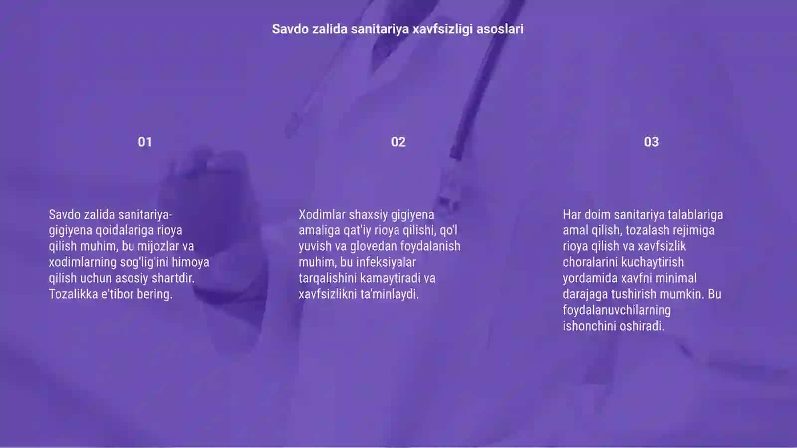 Savdo zalida sanitariya-gigiyena qoidalarini bilish 3