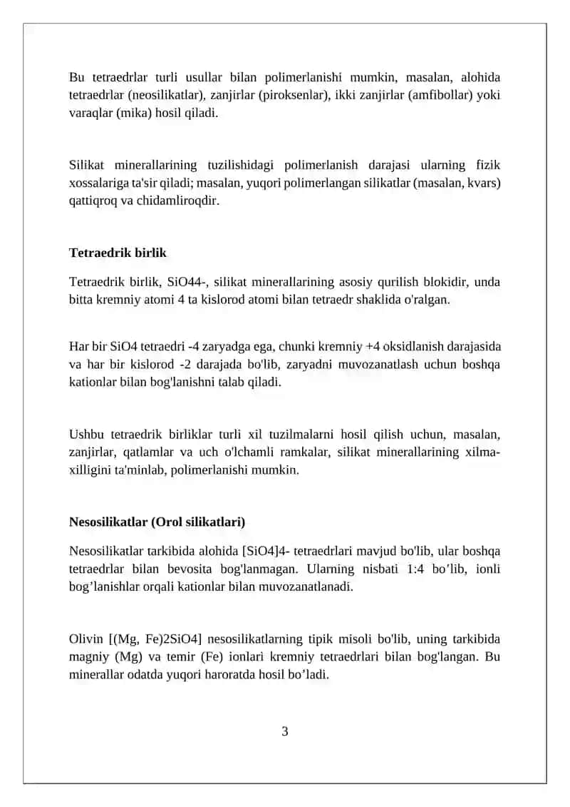 Silikatlar strukturalarining turlari 3