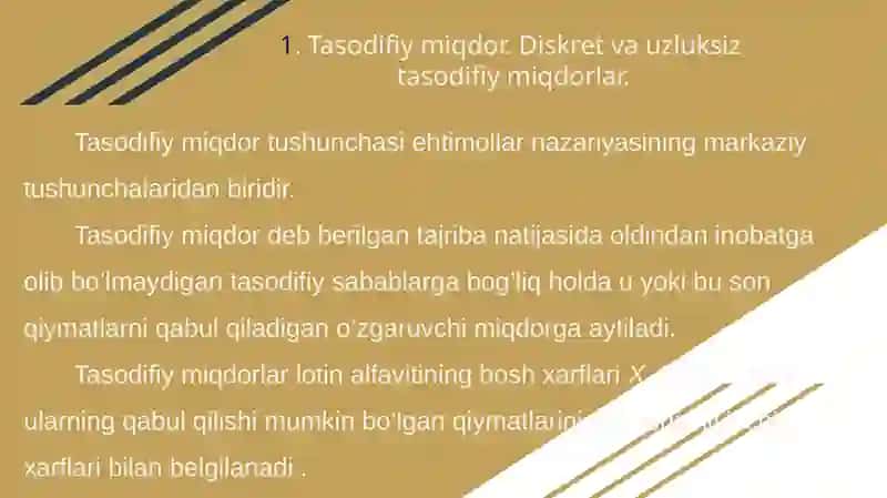 Tekis taqsimlangan tasodifiy miqdorlarni modellashtirish 3