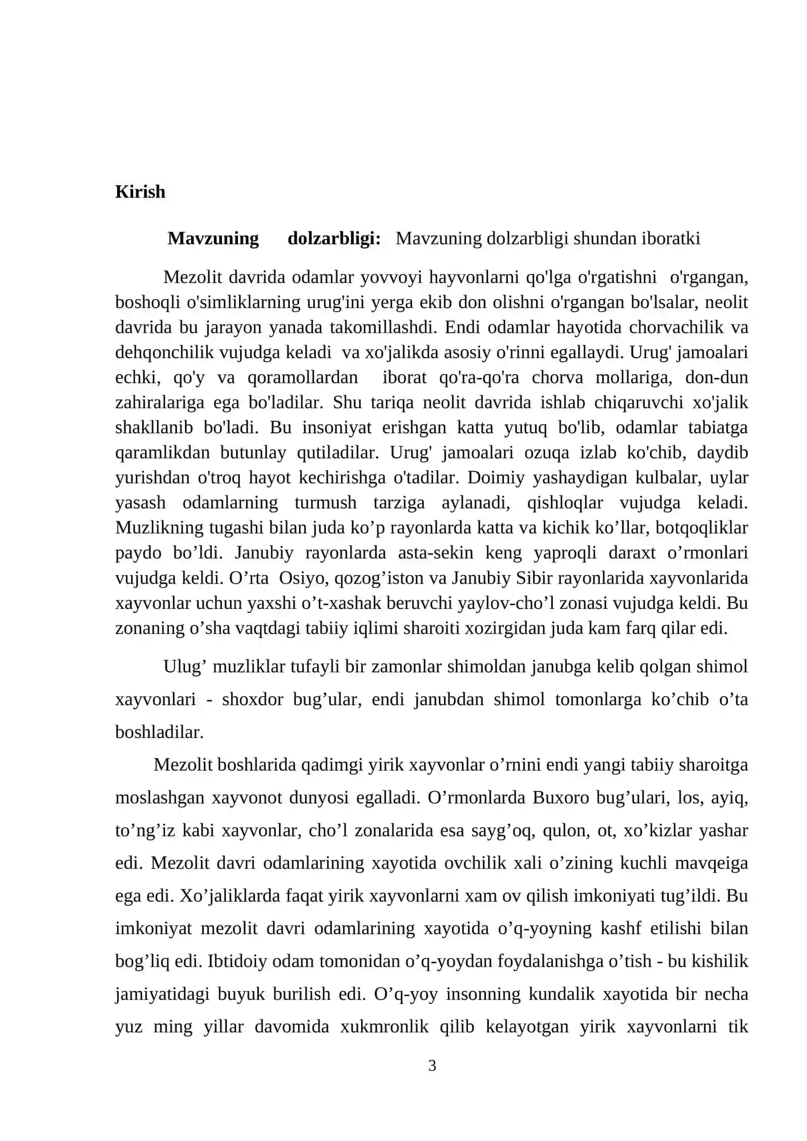 Mezolit davrida mehnat qurollarining xususiyatlari 3