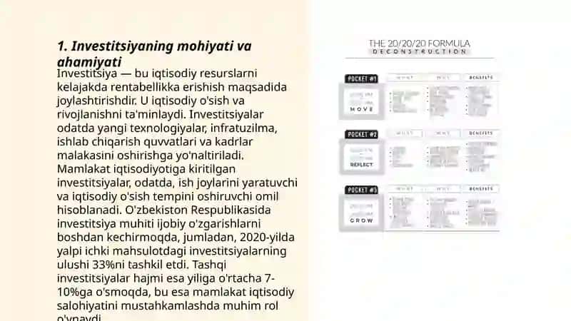 Investitsiyaning mohiyati va turlari milliy iqtisodiyotning muvozanatli va mutanosibligi rivojlanishi 3