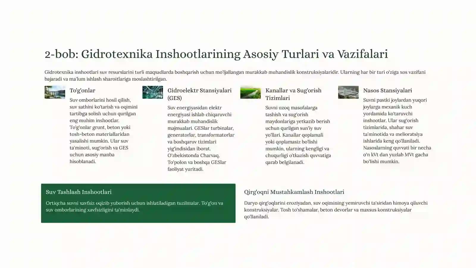 Gidrotexnika Inshootlari: Ishlash Sharoitlari va Ta'sirEtuvchiKuchlar 3