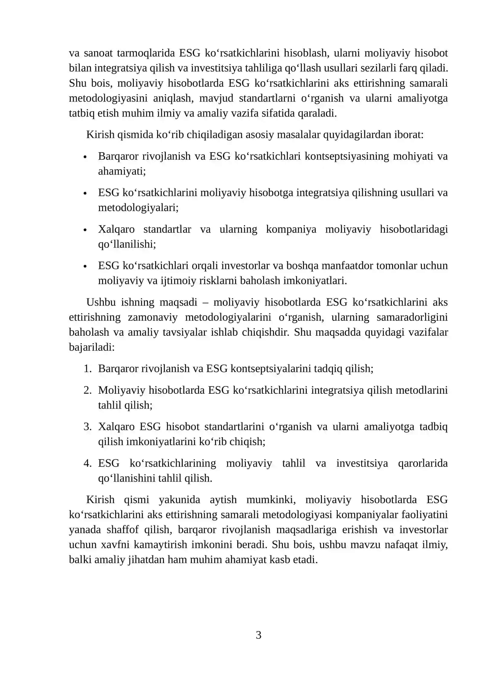 Moliyaviy hisobotda barqaror rivojlanish (ESG) ko'rsatkichlarni aks ettirish metodologiyasi 3