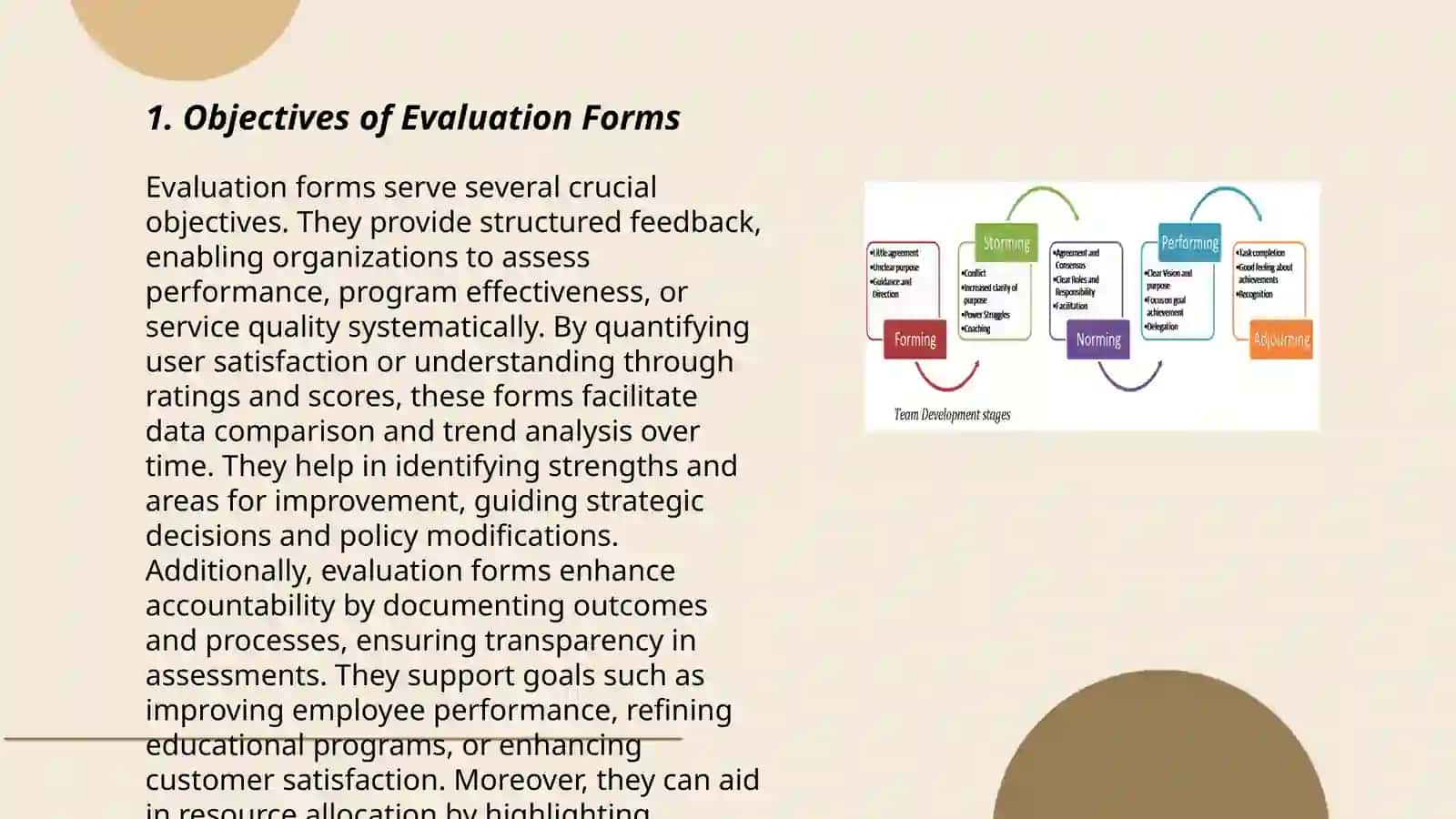 Development of evaluation forms and criteria 3