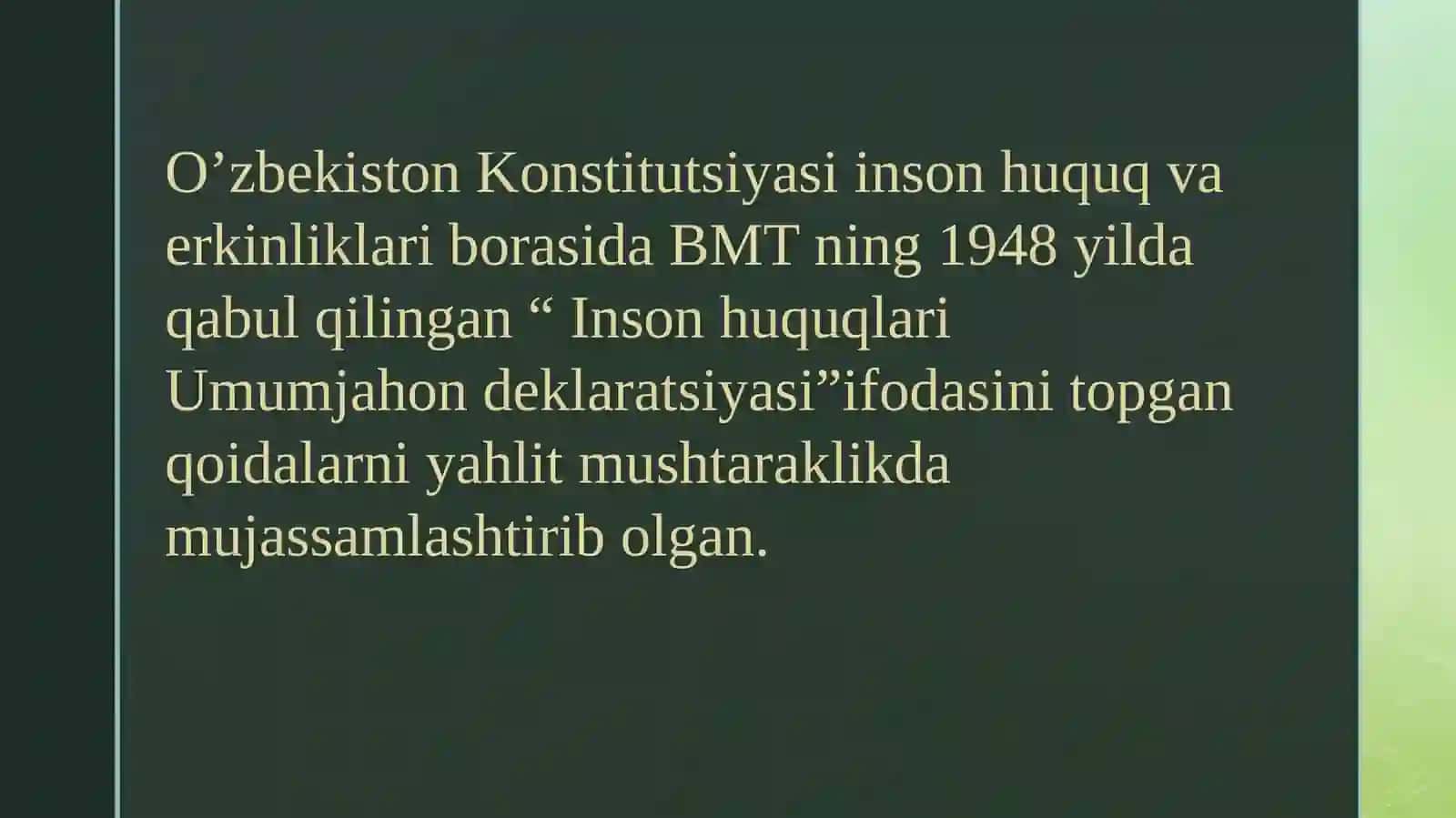 O’zbekistondainsonhuquqlarivaerkinliklarikafolatiningyaratilishi 3