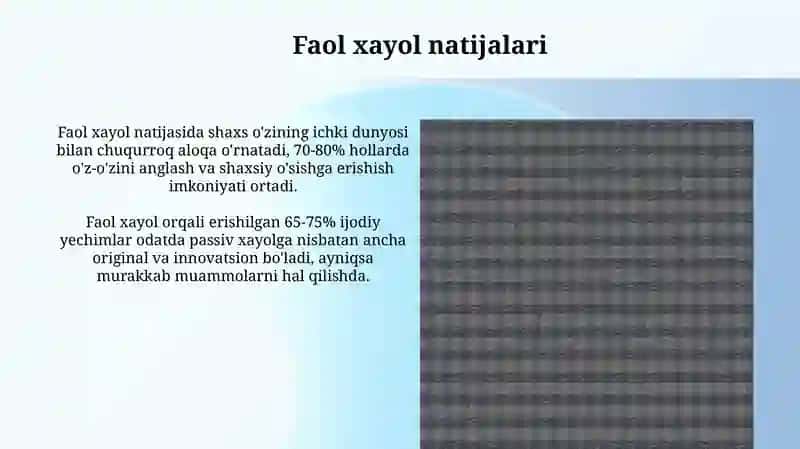 Aktiv va passiv xayol natijalari.Xayol turlari 3