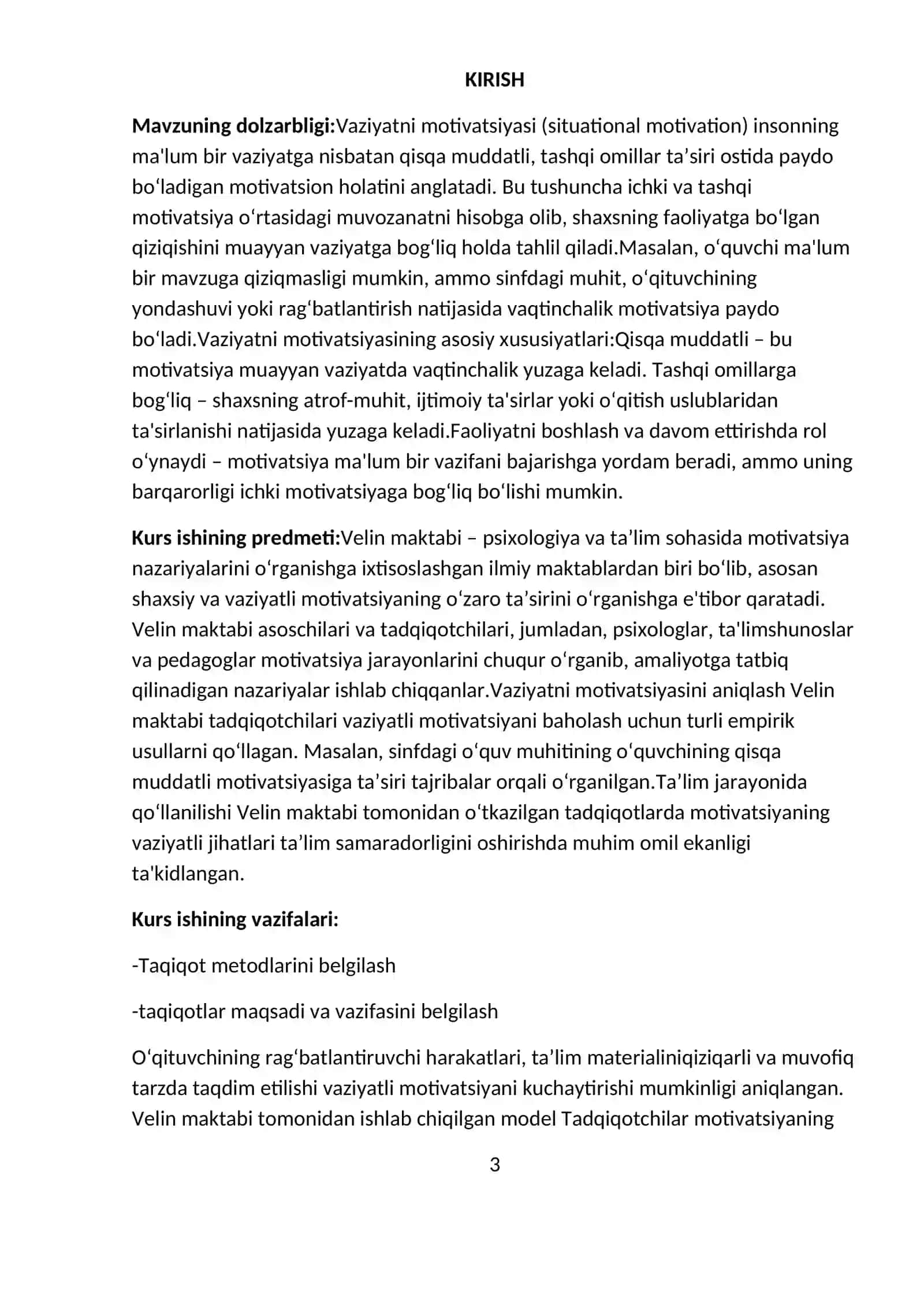 Vaziyat motivatsiyasi va uning Velin maktabi tadqiqotlari 3