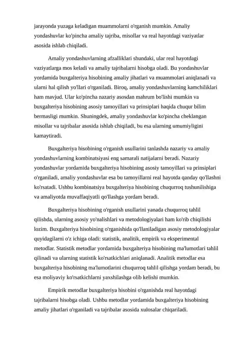 Buxgalteriya hisobining o'rganish usullari va ularni oldiga qoyilgan talablar 3