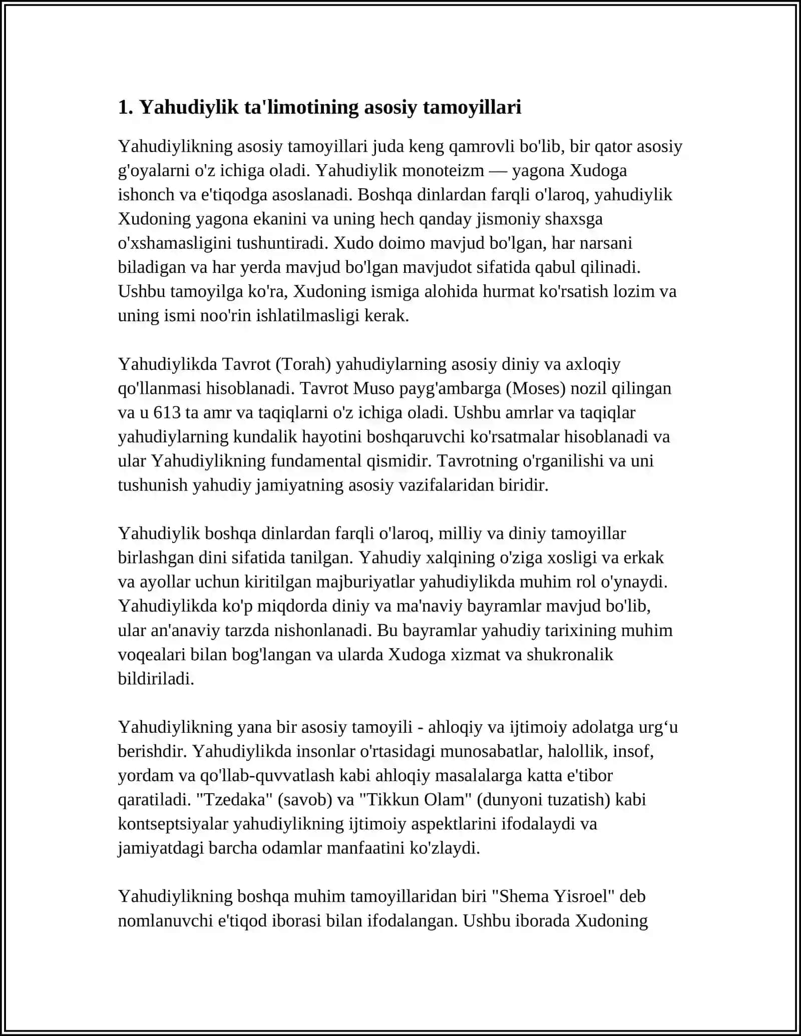 YAHUDIYLIK TALIMOTI, ANANALARI VA MAROSIMLARI 3