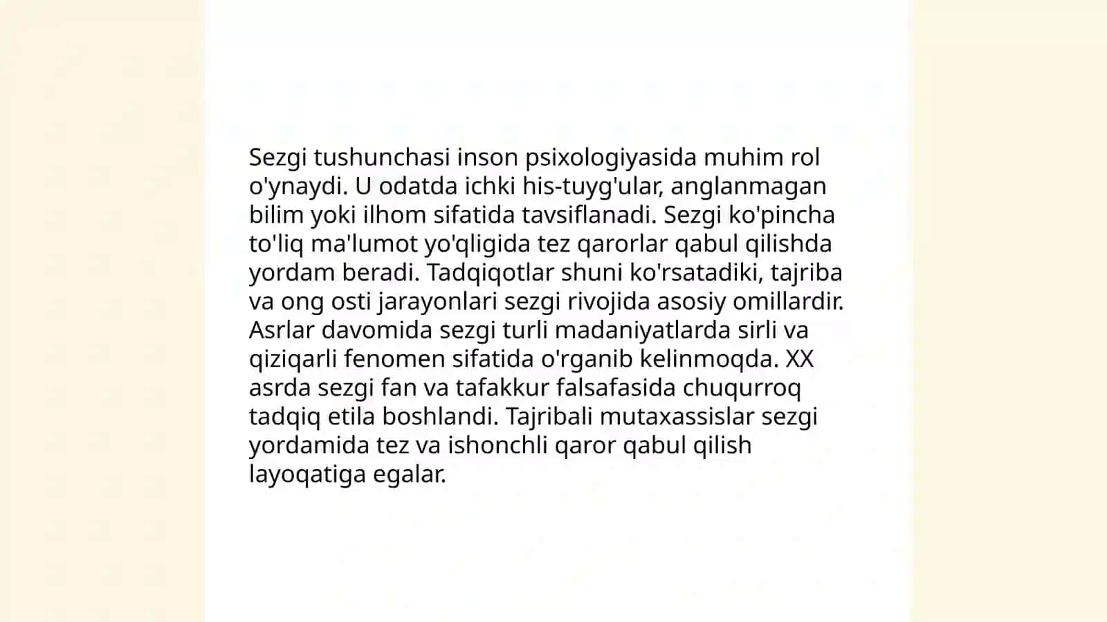 Sezgi, Bolalarda sezgining rivojlanishi 3