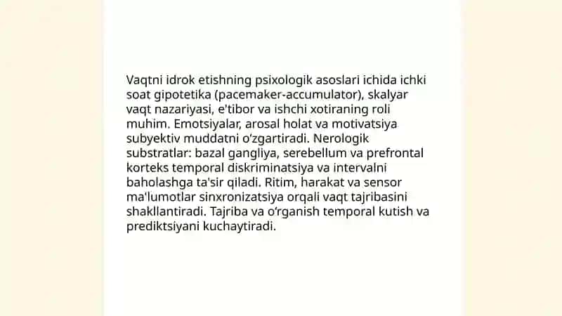 Vaqt, harakat vazoni idrok qilish 3