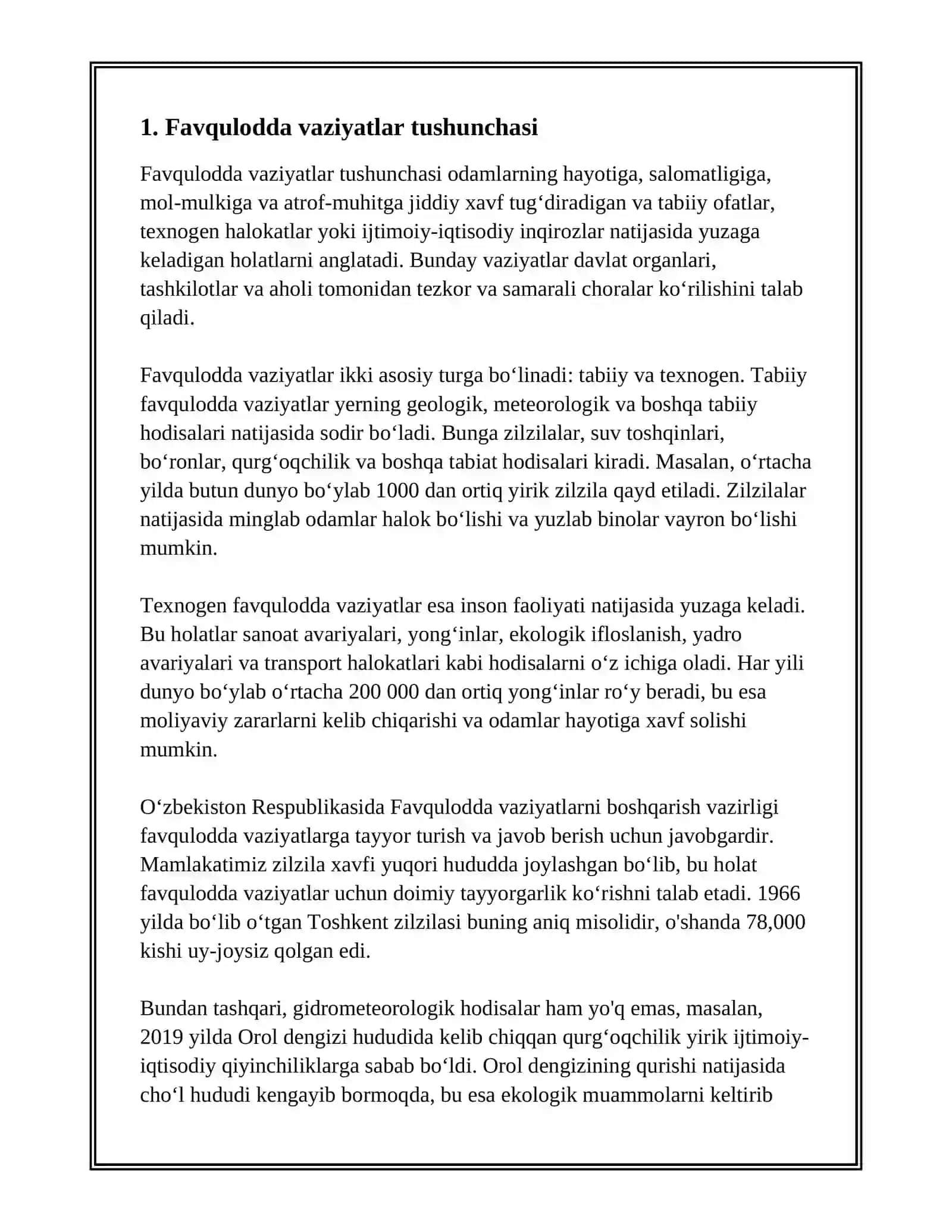 FUQAROLARNING FAVQULOTDA VAZIYATLARDAN MUHOFAZA QILISH SOHASIDAGI HUQUQ VA MAJBURIYLATLARI 3