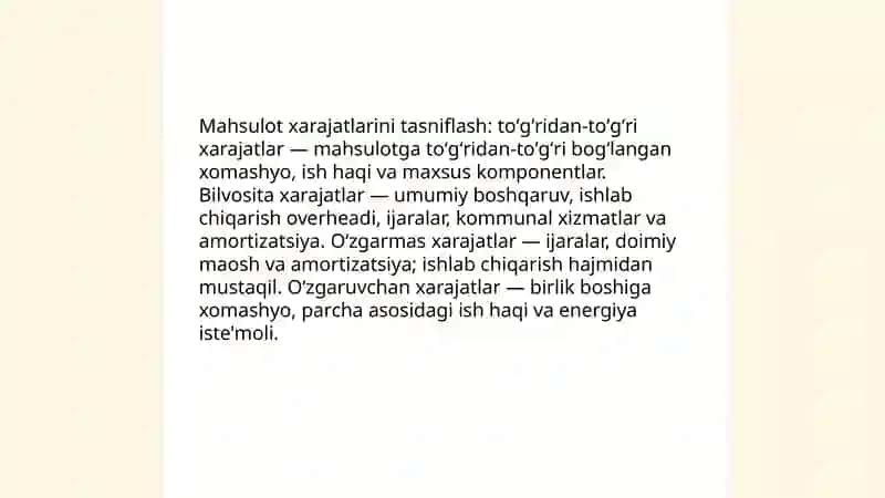 Korxonalarda ishlab chiqarish xarajatlarini boshqarish 3