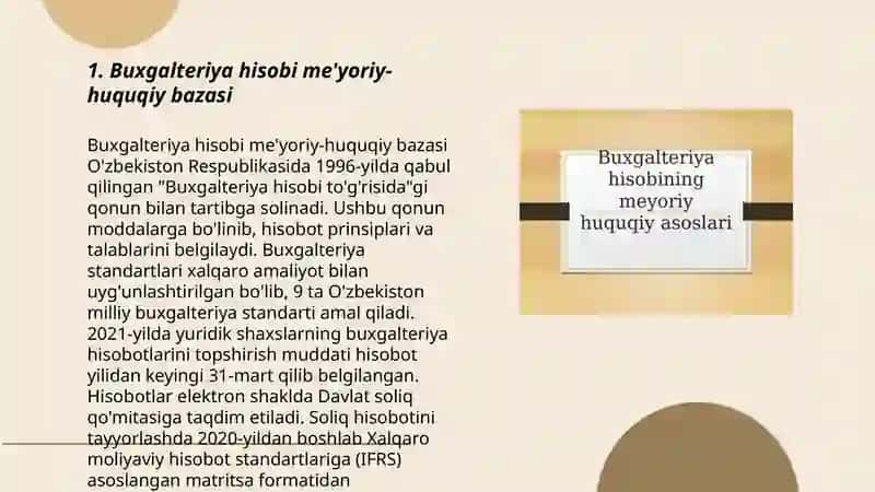 Buxgalteriya hisobining tashkil qilishning huquqiy meyoriy asoslari 3