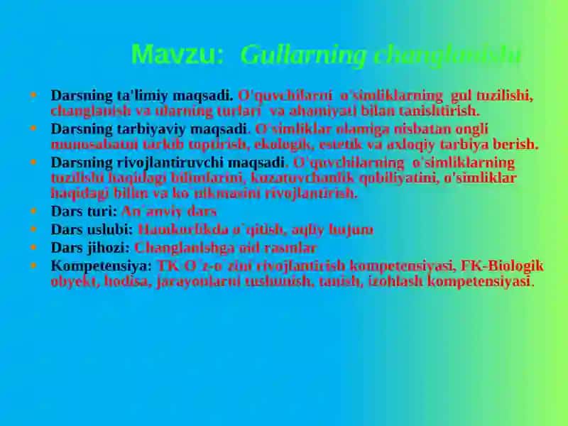 Gullarning changlanishi 3