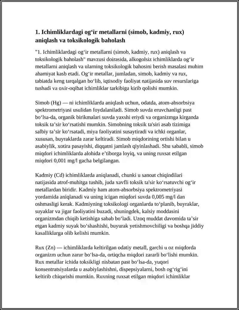 ALKOGOLSIZ ICHIMLIKLARGA TEGISHLI TIBBIY-TOKSIKOLOGIK KO'RSATKICHLARNI ANIQLASH 3