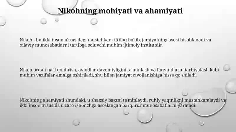 Nikoh tuzish asoslari 3