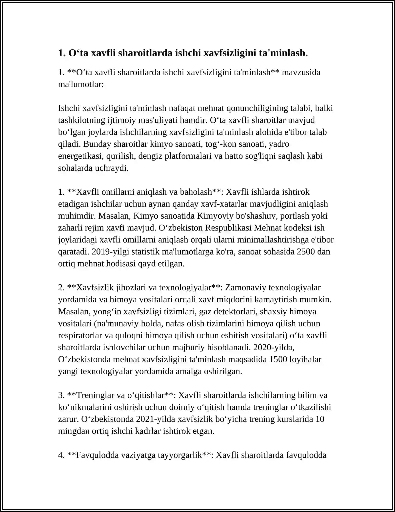 OʻTA XAVFLI SHAROITLARDA ISHLASH XAVFSIZLIK TEXNIKASI 3