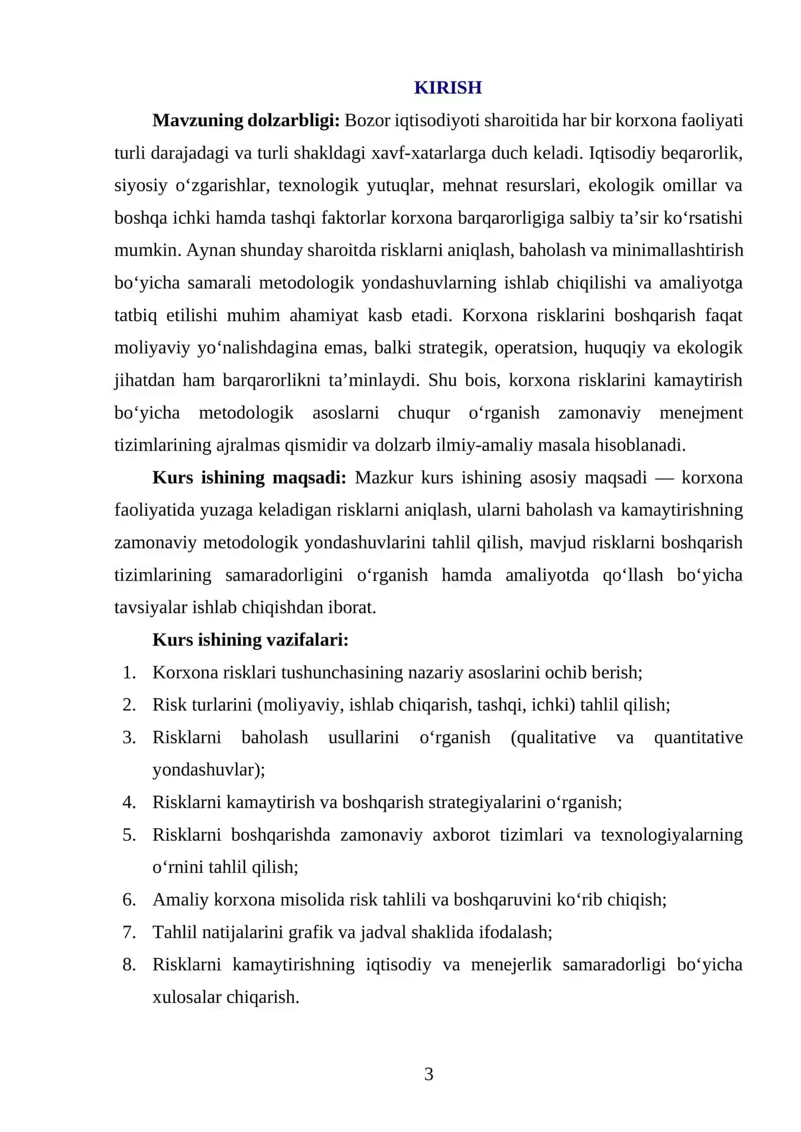 KORXONA RISKLARINI KAMAYTIRISHNING METODOLOGIK ASOSLARI 3