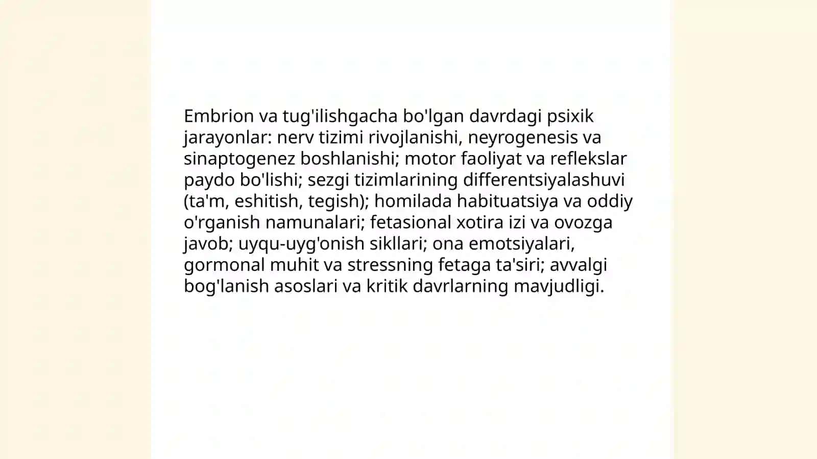 Ontogenizning ilk bosqichlarida insonning psixik rvojlanishiga xos xususiyatlar 3