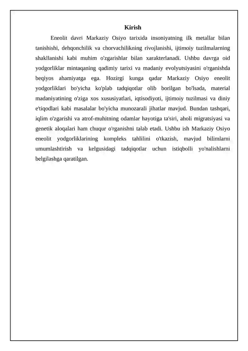 Mavzu: Markaziy Osiyo Eneolet davri yodgorliklari 3