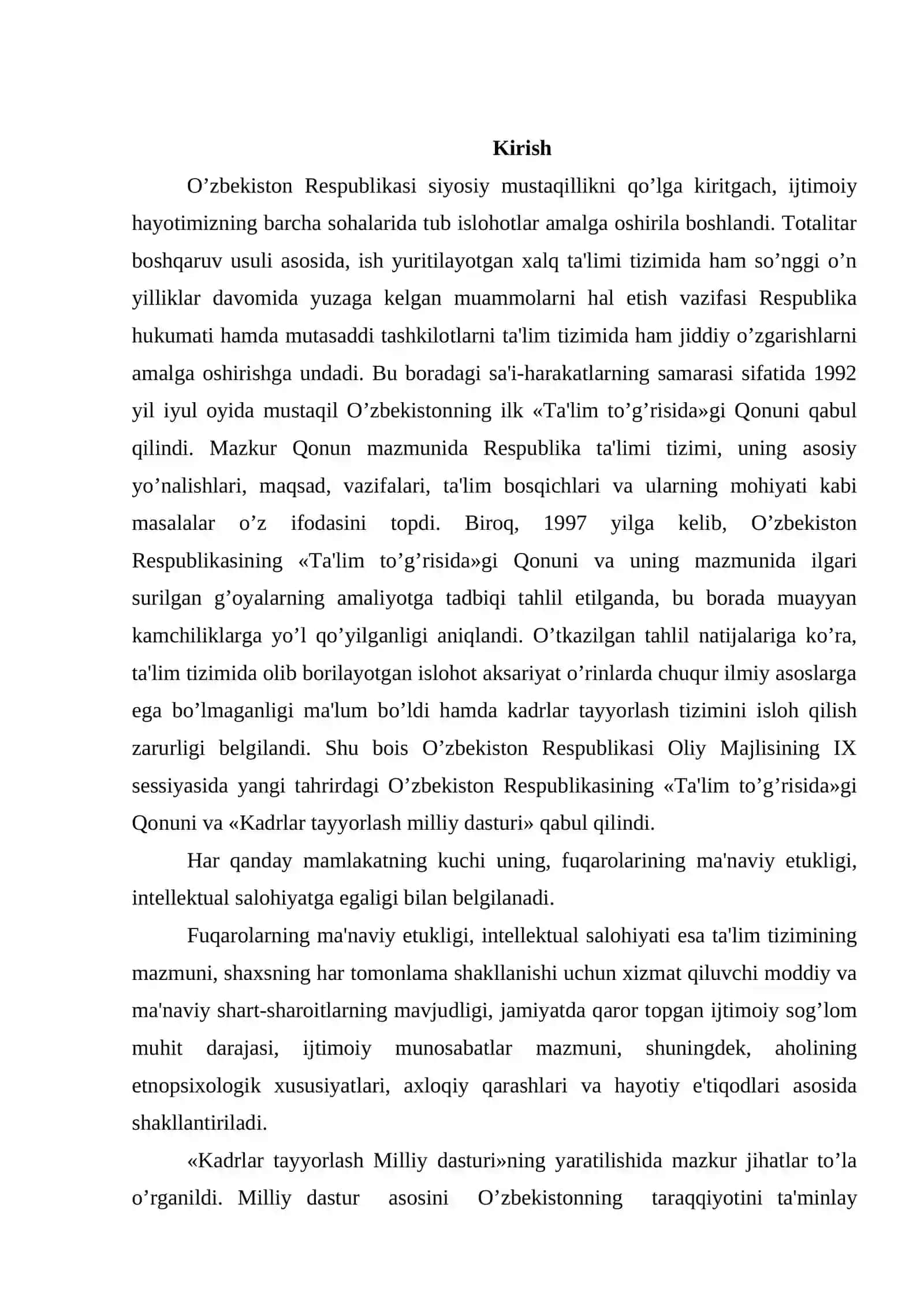 Prеzidеnt I.A.Karimovning «Barkamol avlod – O’zbеkiston taraqqiyotininг poydеvori” asarida ta'lim-tarbiya masalalari 3