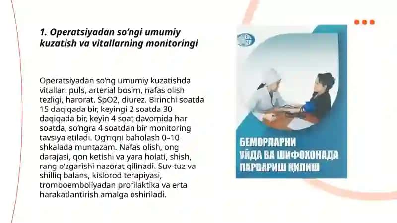 Operatsiyadan so’ngi bemorlarni davolash va parvarish 3
