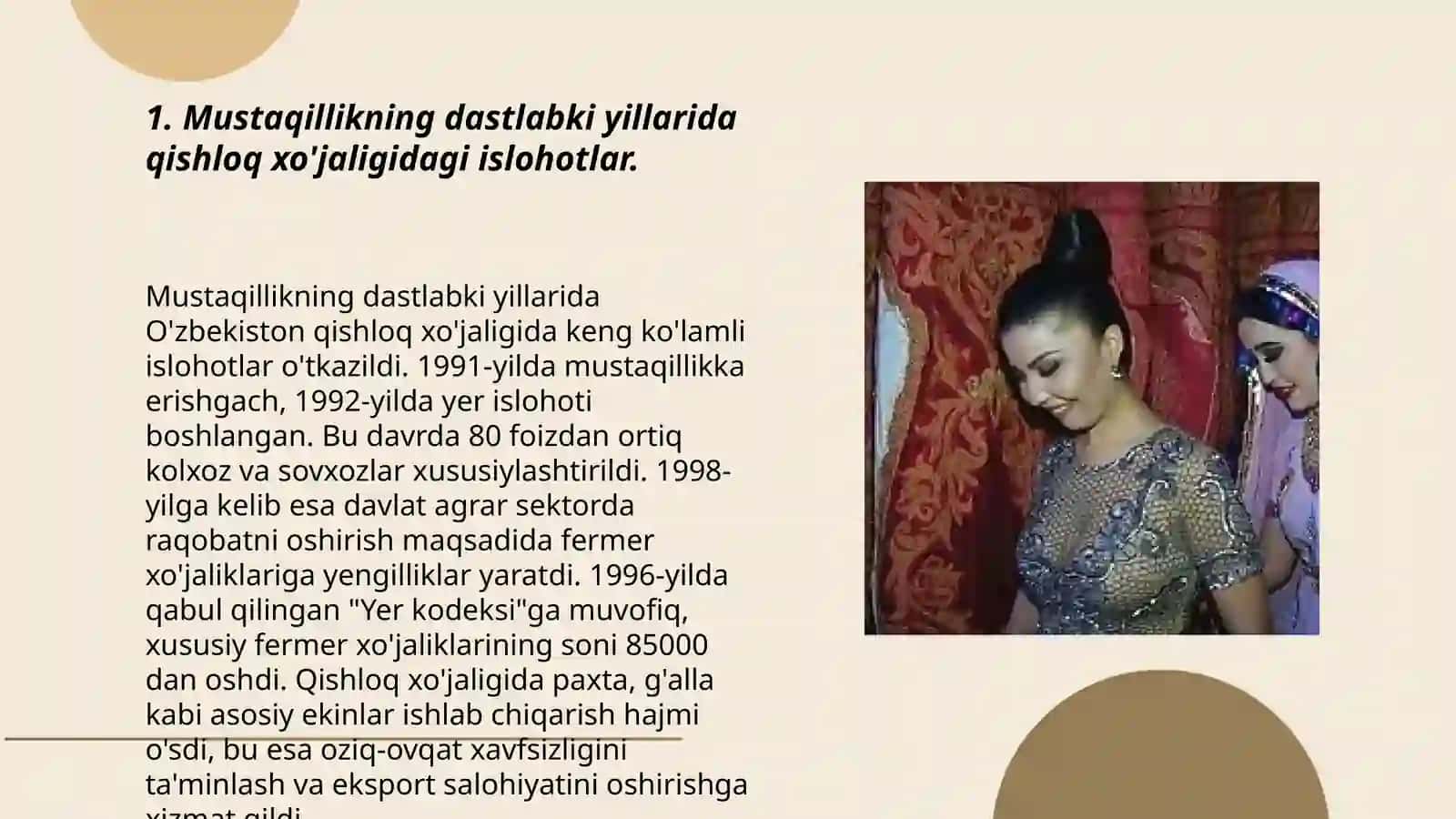 Mustaqillik yillarida qishloaxo'jaligi va sanoat sohasidagi o'zgarishlar 3
