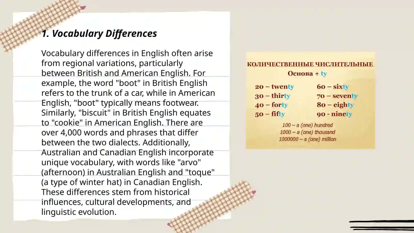Vocabulary Differences Between British and American English 3