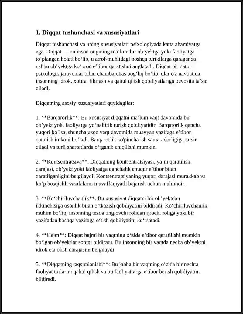 Diqqat Tushunchasi va Xususiyatlari 3