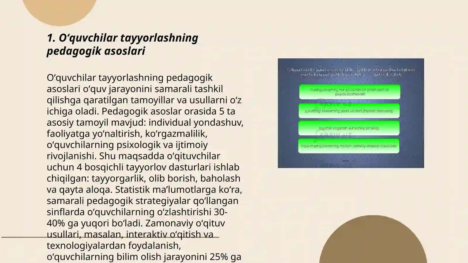 Oʻquvchilar Tayyorlashda oʻziga xosliklari va pedagogik tizmni Loyihalashtirish 3