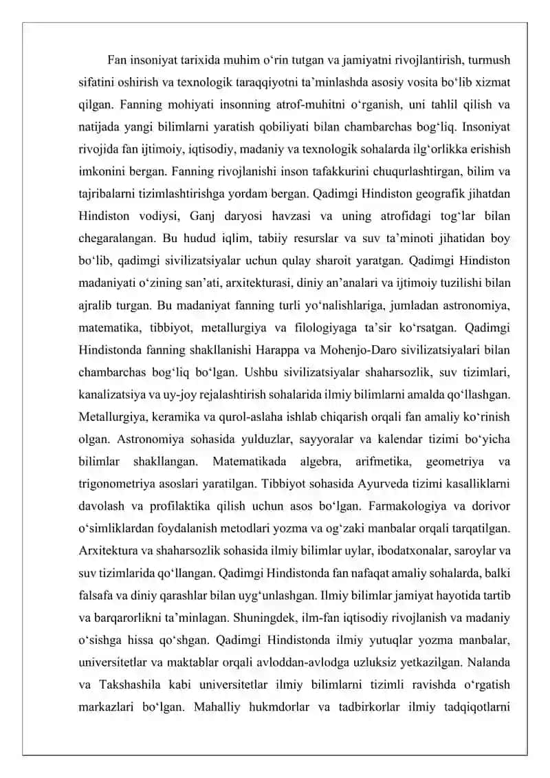 Qadimgi Hindistonda fanning rivojlanish mavzusidagi MUSTAQIL ISHI 3