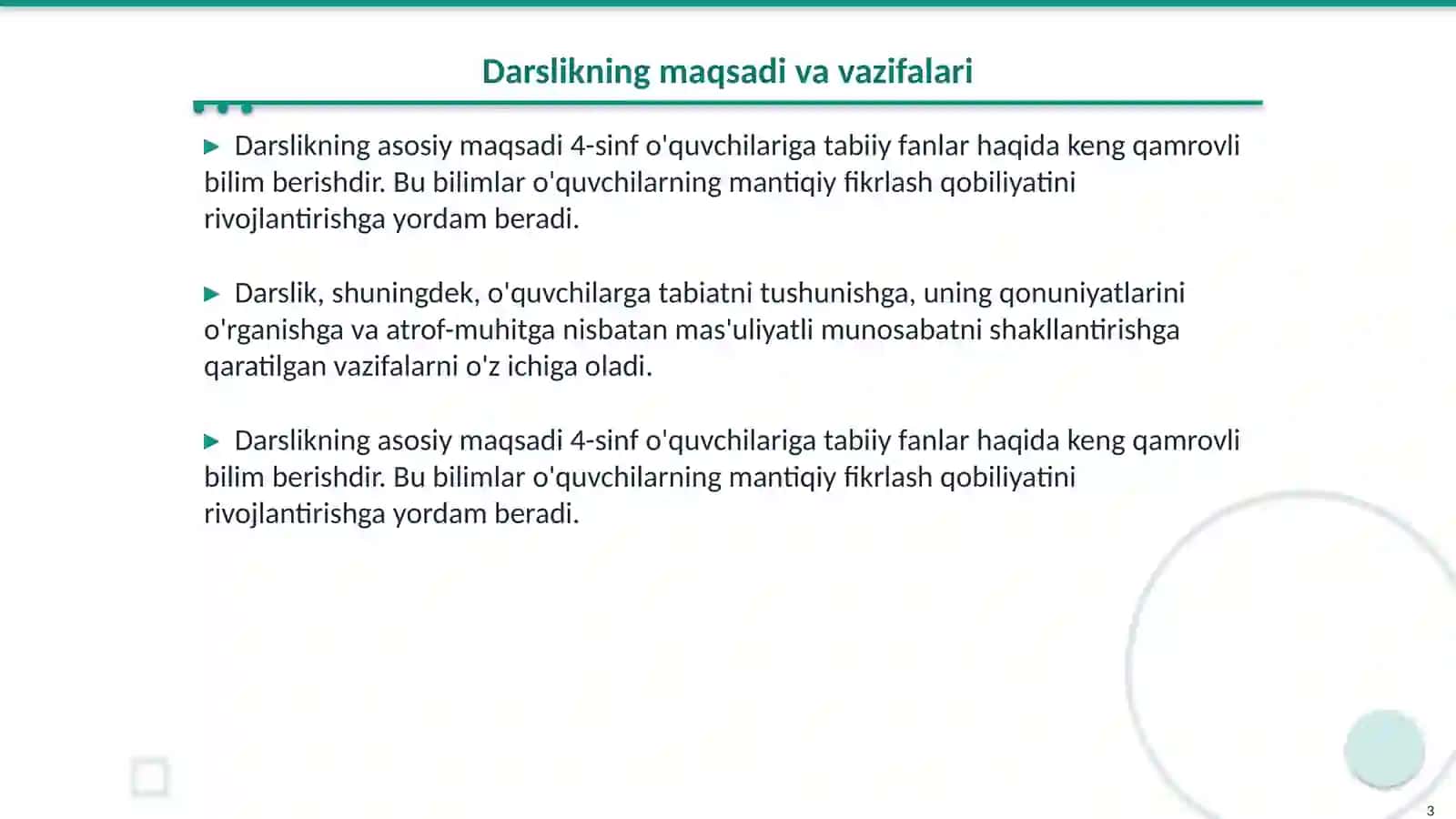 "Tabiiy fanlar" darsligi 3