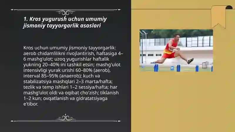 Kros yugurush umumiy jismoniy tayyorgarlik 3