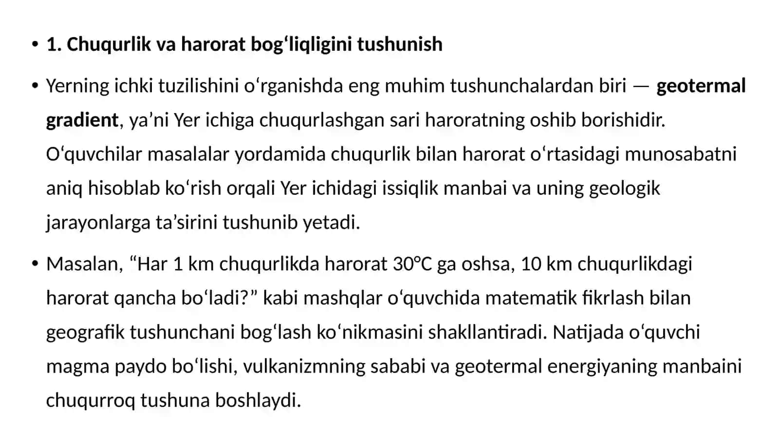 Yerning ichki tuzilishini o‘qitishda masala va mashqlardan foydalanish usuli 3