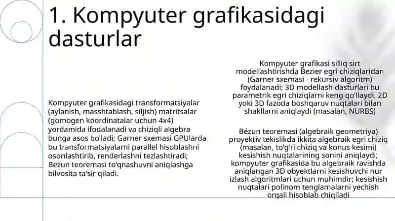 Garner sxemasi,Bezu teoremasi chiziqli algebra va analitik geometriya 3