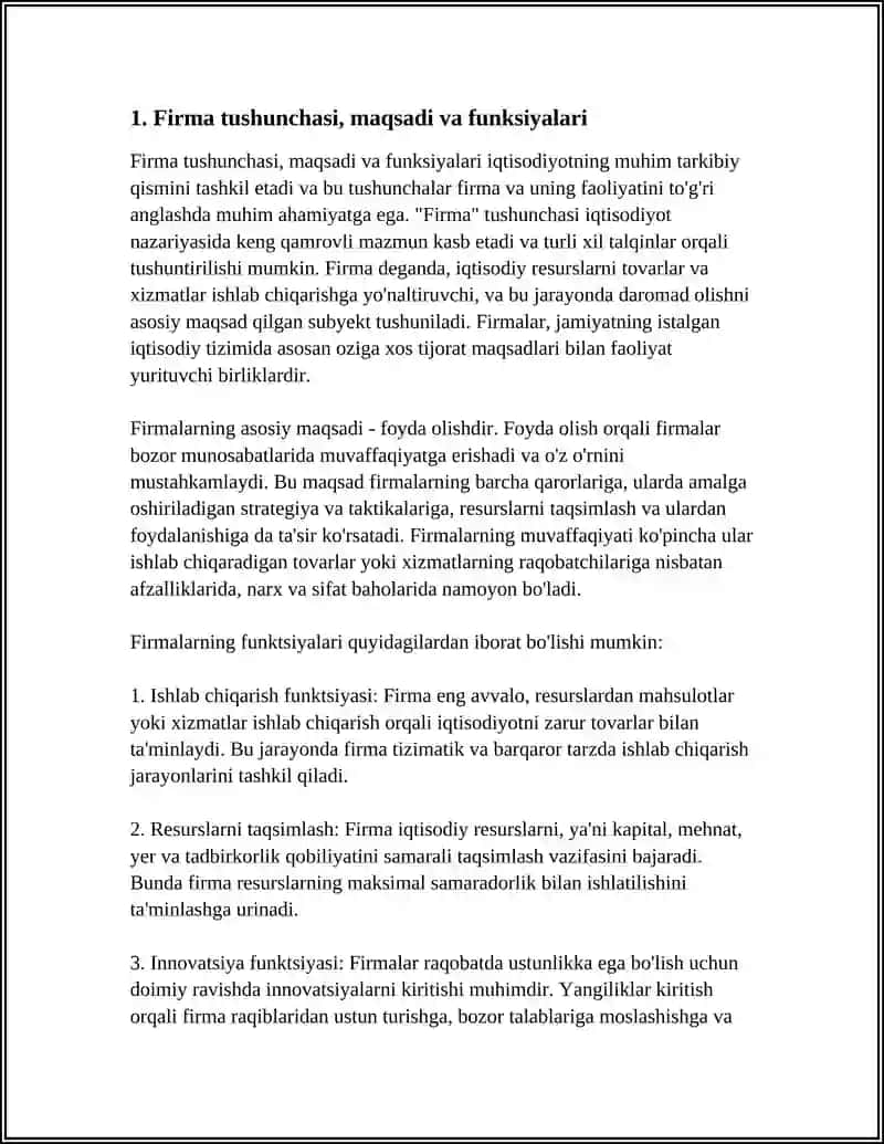 FIRMA VA ULARNING TASHKILI-IQTISODIY ASOSLARI 3