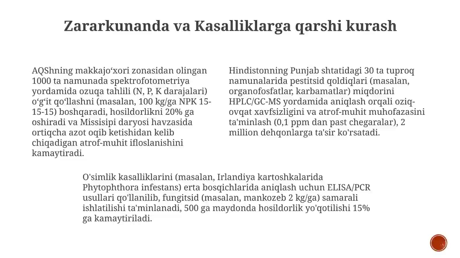 Analitikkimyoning qishloq xo'jaligidagi ahmiyati 3