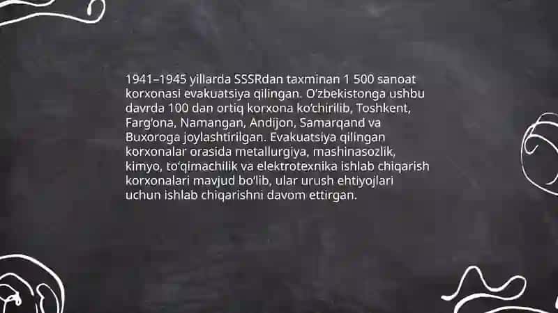Urush yillari Oʻzbekiston sanoati 3