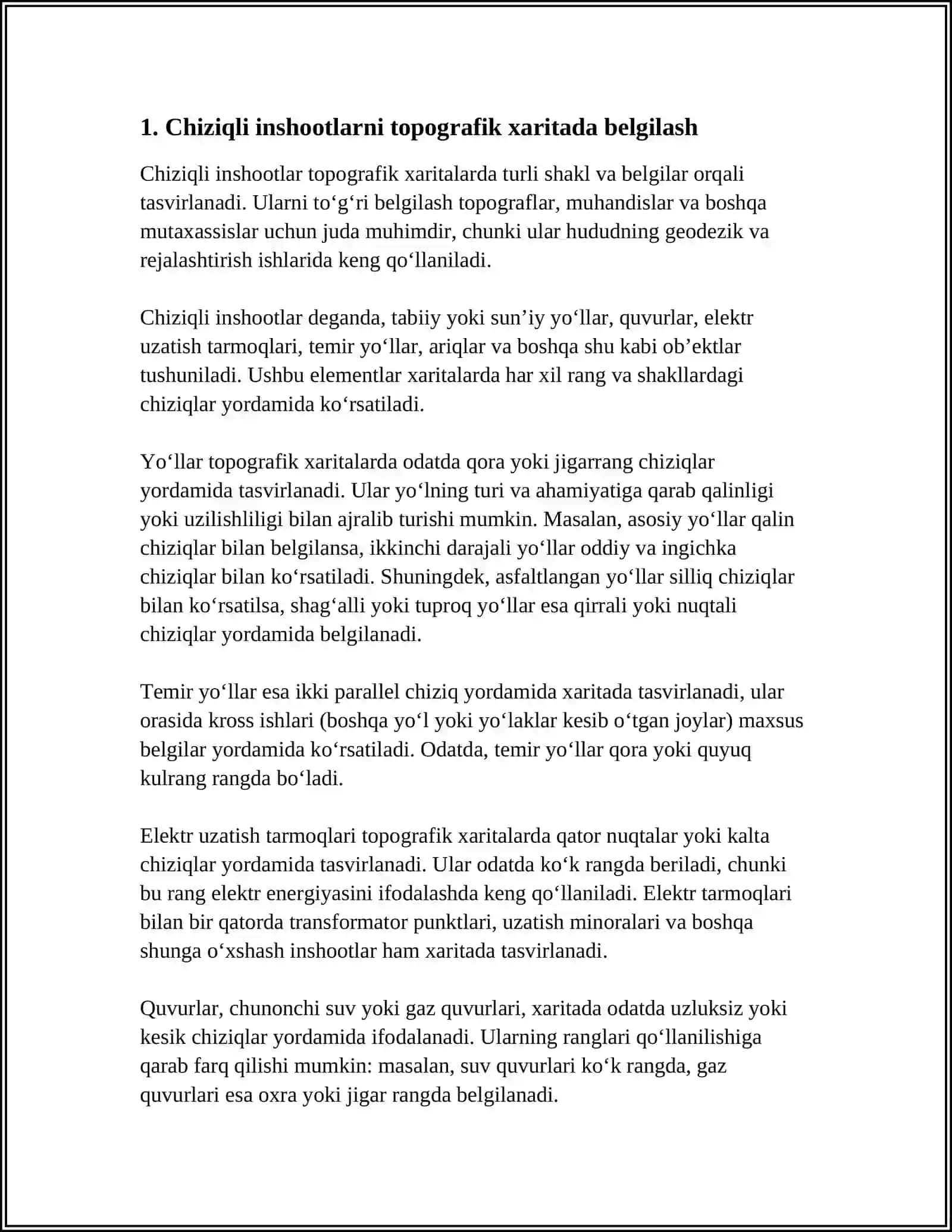 CHIZIQLI INSHOOTLARNI QUTBLARGA NISBATAN TOPOGRAFIK XARITADA ORIENTIRLASH 3