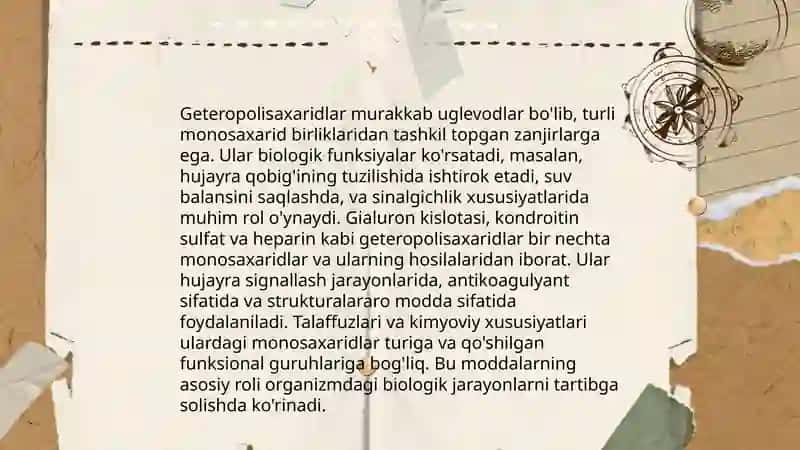 Geteropolisaxaridlarni ontogenez va kasalliklarda oʻzgarishi 3