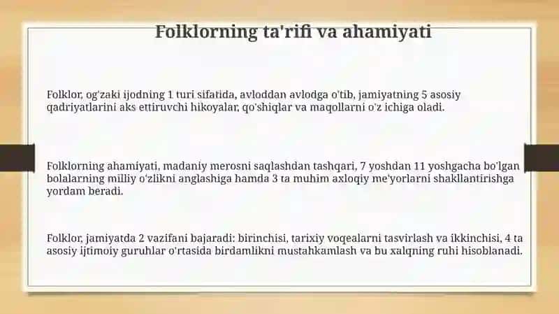 Folklorning elementar maktab darslarida qo'llanilishi: Kuzatuv va tahlil 3