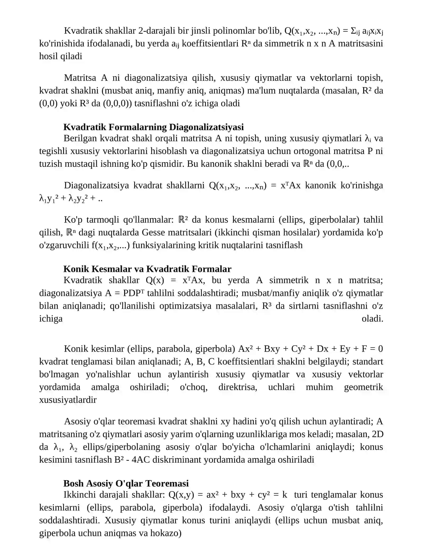 Kvadratik shakllar va matritsalar 3
